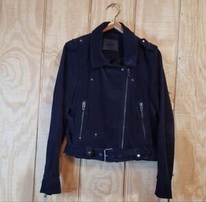 Blank NYC Navy Moto Utility Corduroy Asymmetrical Zipper Jacket Size L
